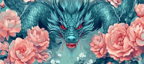 Malen Nach Zahlen Drache Malen Nach Zahlen Erwachsene Blume, 170 X 85 cm XXL Groß Acrylfarben Ölgemälde, DIY Malen Nach Zahlen Kinder Anfänger Paint by Numbers Set für Wand Dekor (Ohne Rahmen) -H164 von Kggyele