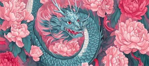 Malen Nach Zahlen Drache Malen Nach Zahlen Erwachsene Blume, 190 X 95 cm XXL Groß Acrylfarben Ölgemälde, DIY Malen Nach Zahlen Kinder Anfänger Paint by Numbers Set für Wand Dekor (Ohne Rahmen) -H230 von Kggyele