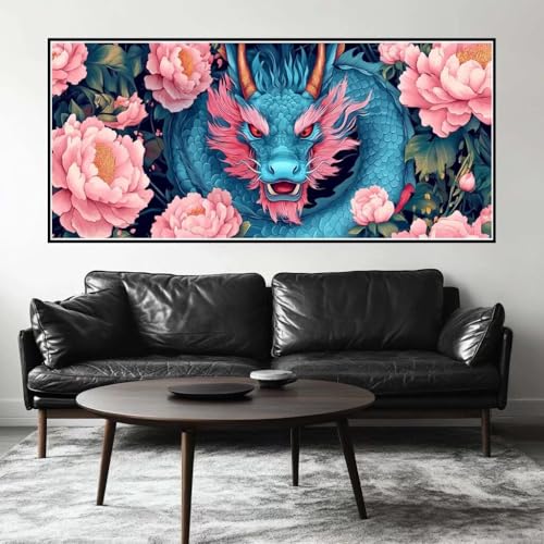 Malen Nach Zahlen Drache Malen Nach Zahlen Erwachsene Blume, 50 X 25 cm XXL Groß Acrylfarben Ölgemälde, DIY Malen Nach Zahlen Kinder Anfänger Paint by Numbers Set für Wand Dekor (Ohne Rahmen) -H759 von Kggyele