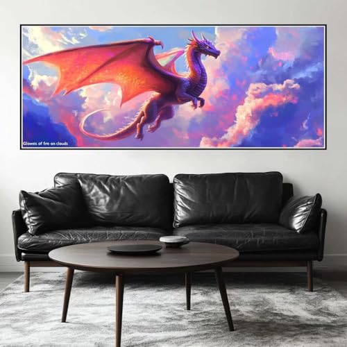 Malen Nach Zahlen Drache Malen Nach Zahlen Erwachsene Flügel, 100 X 40 cm XXL Groß Acrylfarben Ölgemälde, DIY Malen Nach Zahlen Kinder Anfänger Paint by Numbers Set für Wand Dekor (Ohne Rahmen) -H443 von Kggyele