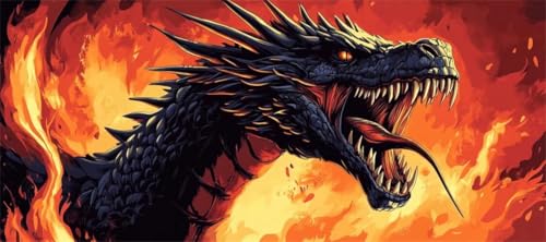 Malen Nach Zahlen Drache Malen Nach Zahlen Erwachsene Mythologie, 110 X 55 cm XXL Groß Acrylfarben Ölgemälde, DIY Malen Nach Zahlen Kinder Anfänger Set Bastelset für Wand Dekor (Ohne Rahmen) -H346 von Kggyele