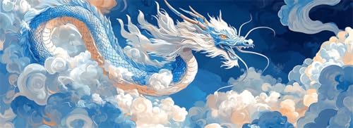 Malen Nach Zahlen Drache Malen Nach Zahlen Erwachsene Wolke, 75x225 cm XXL Groß Acrylfarben Ölgemälde, DIY Malen Nach Zahlen Kinder Anfänger Paint by Numbers Set für Wand Dekor (Ohne Rahmen) -H569 von Kggyele