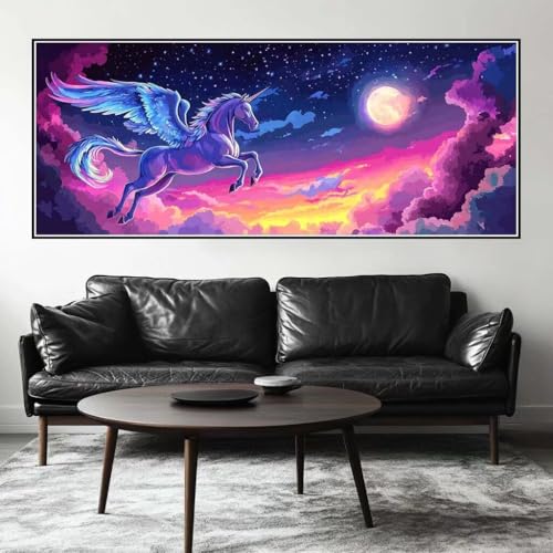 Malen Nach Zahlen Einhorn Malen Nach Zahlen Erwachsene Pegasus, 200 X 80 cm XXL Groß Acrylfarben Ölgemälde, DIY Malen Nach Zahlen Kinder Anfänger Paint by Numbers Set für Wand Dekor (Ohne Rahmen)-H926 von Kggyele