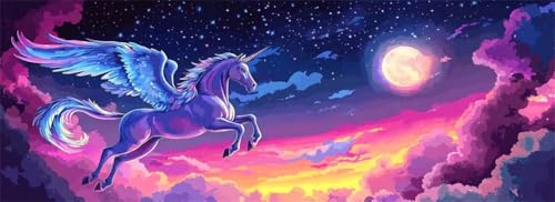 Malen Nach Zahlen Einhorn Malen Nach Zahlen Erwachsene Pegasus, 25x75 cm XXL Groß Acrylfarben Ölgemälde, DIY Malen Nach Zahlen Kinder Anfänger Paint by Numbers Set für Wand Dekor (Ohne Rahmen) -H926 von Kggyele