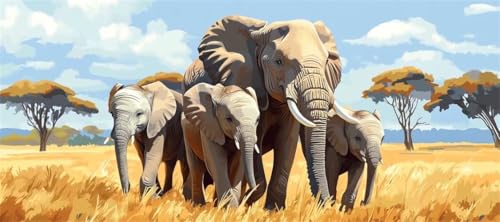 Malen Nach Zahlen Elefant Malen Nach Zahlen Erwachsene Grasland, 50 X 25 cm XXL Groß Acrylfarben Ölgemälde, DIY Malen Nach Zahlen Kinder Anfänger Paint by Numbers Set für Wand Dekor (Ohne Rahmen)-H194 Malen Nach Zahlen Elefant Malen Nach Zahlen Erwachsene Grasland, 50 X 25 cm XXL Groß Acrylfarben Ölgemälde, DIY Malen Nach Zahlen Kinder Anfänger Paint by Numbers Set für Wand Dekor (Ohne Rahmen)-H194 von Kggyele