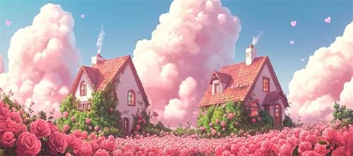Malen Nach Zahlen Fantasy Malen Nach Zahlen Erwachsene Hütte, 190 X 95 cm XXL Groß Acrylfarben Ölgemälde, DIY Malen Nach Zahlen Kinder Anfänger Paint by Numbers Set für Wand Dekor (Ohne Rahmen) -H221 von Kggyele