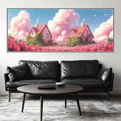 Malen Nach Zahlen Fantasy Malen Nach Zahlen Erwachsene Hütte, 200 X 80 cm XXL Groß Acrylfarben Ölgemälde, DIY Malen Nach Zahlen Kinder Anfänger Paint by Numbers Set für Wand Dekor (Ohne Rahmen) -H221 von Kggyele