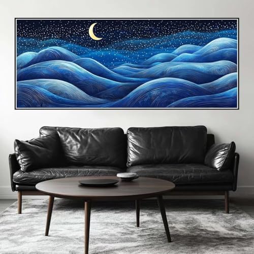 Malen Nach Zahlen Fantasy Malen Nach Zahlen Erwachsene Mond, 100 X 40 cm XXL Groß Acrylfarben Ölgemälde, DIY Malen Nach Zahlen Kinder Anfänger Paint by Numbers Set für Wand Dekor (Ohne Rahmen) -H408 von Kggyele