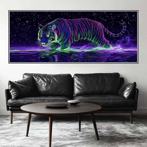 Malen Nach Zahlen Fantasy Malen Nach Zahlen Erwachsene Tiger, 200 X 80 cm XXL Groß Acrylfarben Ölgemälde, DIY Malen Nach Zahlen Kinder Anfänger Paint by Numbers Set für Wand Dekor (Ohne Rahmen) -H769 von Kggyele