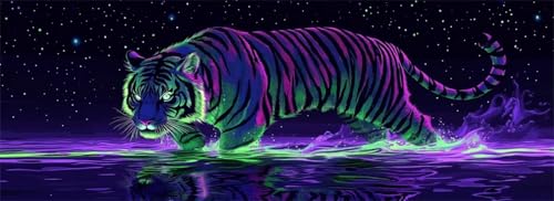 Malen Nach Zahlen Fantasy Malen Nach Zahlen Erwachsene Tiger, 85x255 cm XXL Groß Acrylfarben Ölgemälde, DIY Malen Nach Zahlen Kinder Anfänger Paint by Numbers Set für Wand Dekor (Ohne Rahmen) -H769 von Kggyele