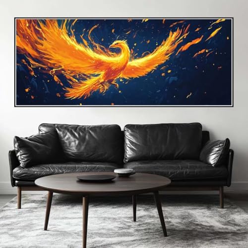 Malen Nach Zahlen Feuer Phönix Malen Nach Zahlen Erwachsene Vogel, 250 X 100 cm XXL Groß Acrylfarben Ölgemälde, DIY Malen Nach Zahlen Kinder Anfänger Set Bastelset für Wand Dekor (Ohne Rahmen) -H356 von Kggyele