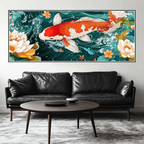 Malen Nach Zahlen Fisch Malen Nach Zahlen Erwachsene Blume, 100 X 40 cm XXL Groß Acrylfarben Ölgemälde, DIY Malen Nach Zahlen Kinder Anfänger Paint by Numbers Set für Wand Dekor (Ohne Rahmen) -H542 von Kggyele