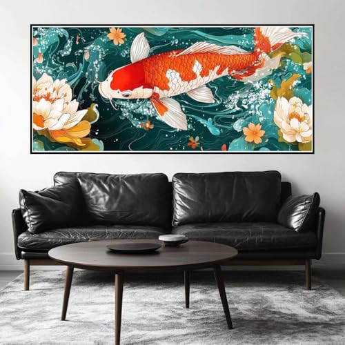 Malen Nach Zahlen Fisch Malen Nach Zahlen Erwachsene Blume, 110 X 55 cm XXL Groß Acrylfarben Ölgemälde, DIY Malen Nach Zahlen Kinder Anfänger Paint by Numbers Set für Wand Dekor (Ohne Rahmen) -H542 von Kggyele