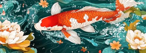 Malen Nach Zahlen Fisch Malen Nach Zahlen Erwachsene Blume, 35x105 cm XXL Groß Acrylfarben Ölgemälde, DIY Malen Nach Zahlen Kinder Anfänger Paint by Numbers Set für Wand Dekor (Ohne Rahmen) -H542 von Kggyele