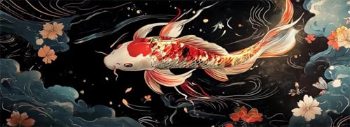 Malen Nach Zahlen Fisch Malen Nach Zahlen Erwachsene Blume, 85x255 cm XXL Groß Acrylfarben Ölgemälde, DIY Malen Nach Zahlen Kinder Anfänger Paint by Numbers Set für Wand Dekor (Ohne Rahmen) -H641 von Kggyele