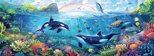 Malen Nach Zahlen Fisch Malen Nach Zahlen Erwachsene Unterwasser Welt, 75x225 cm XXL Groß Acrylfarben Ölgemälde, DIY Malen Nach Zahlen Kinder Anfänger Set Bastelset für Wand Dekor (Ohne Rahmen)-H730 von Kggyele