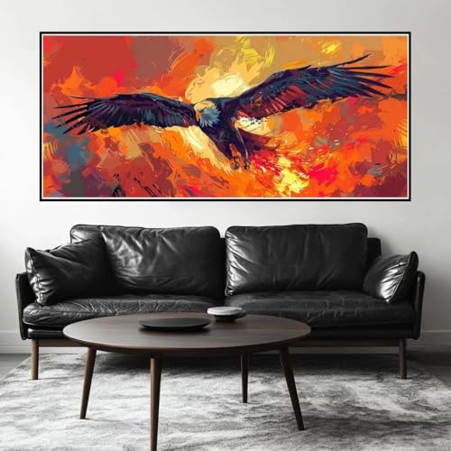 Malen Nach Zahlen Flamme Malen Nach Zahlen Erwachsene Adler, 190 X 95 cm XXL Groß Acrylfarben Ölgemälde, DIY Malen Nach Zahlen Kinder Anfänger Paint by Numbers Set für Wand Dekor (Ohne Rahmen) -H718 von Kggyele