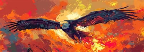 Malen Nach Zahlen Flamme Malen Nach Zahlen Erwachsene Adler, 85x255 cm XXL Groß Acrylfarben Ölgemälde, DIY Malen Nach Zahlen Kinder Anfänger Paint by Numbers Set für Wand Dekor (Ohne Rahmen) -H718 von Kggyele