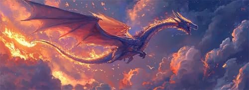 Malen Nach Zahlen Flamme Malen Nach Zahlen Erwachsene Drache, 85x255 cm XXL Groß Acrylfarben Ölgemälde, DIY Malen Nach Zahlen Kinder Anfänger Paint by Numbers Set für Wand Dekor (Ohne Rahmen) -H771 von Kggyele
