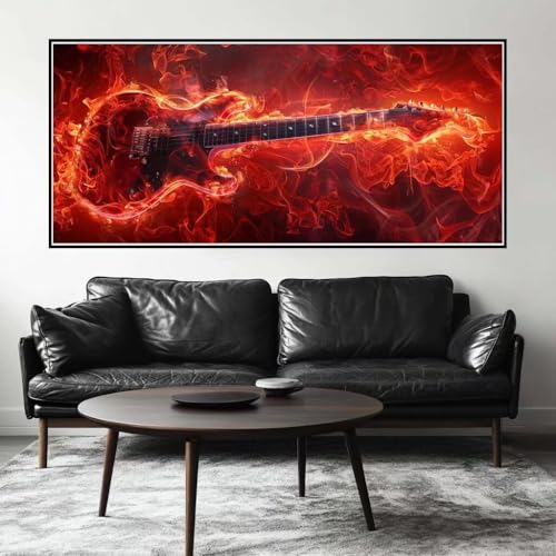 Malen Nach Zahlen Flamme Malen Nach Zahlen Erwachsene Gitarre, 190 X 95 cm XXL Groß Acrylfarben Ölgemälde, DIY Malen Nach Zahlen Kinder Anfänger Paint by Numbers Set für Wand Dekor (Ohne Rahmen) -H519 von Kggyele
