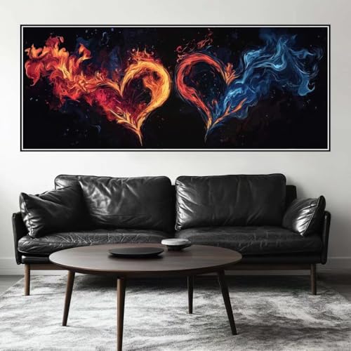 Malen Nach Zahlen Flamme Malen Nach Zahlen Erwachsene Herz, 100 X 40 cm XXL Groß Acrylfarben Ölgemälde, DIY Malen Nach Zahlen Kinder Anfänger Paint by Numbers Set für Wand Dekor (Ohne Rahmen) -H480 von Kggyele