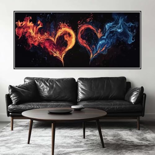 Malen Nach Zahlen Flamme Malen Nach Zahlen Erwachsene Herz, 190 X 95 cm XXL Groß Acrylfarben Ölgemälde, DIY Malen Nach Zahlen Kinder Anfänger Paint by Numbers Set für Wand Dekor (Ohne Rahmen) -H480 von Kggyele