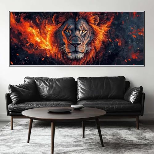 Malen Nach Zahlen Flamme Malen Nach Zahlen Erwachsene Löwe, 100 X 40 cm XXL Groß Acrylfarben Ölgemälde, DIY Malen Nach Zahlen Kinder Anfänger Paint by Numbers Set für Wand Dekor (Ohne Rahmen) -H881 von Kggyele