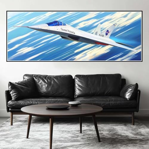 Malen Nach Zahlen Flugzeug Malen Nach Zahlen Erwachsene Fliegen, 35x105 cm XXL Groß Acrylfarben Ölgemälde, DIY Malen Nach Zahlen Kinder Anfänger Paint by Numbers Set für Wand Dekor(Ohne Rahmen)-H264 von Kggyele