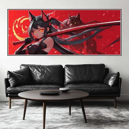 Malen Nach Zahlen Frau Malen Nach Zahlen Erwachsene Samurai, 250 X 100 cm XXL Groß Acrylfarben Ölgemälde, DIY Malen Nach Zahlen Kinder Anfänger Paint by Numbers Set für Wand Dekor (Ohne Rahmen) -H308 von Kggyele