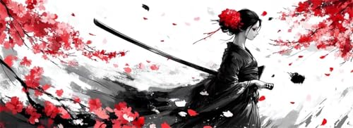 Malen Nach Zahlen Frau Malen Nach Zahlen Erwachsene Samurai, 25x75 cm XXL Groß Acrylfarben Ölgemälde, DIY Malen Nach Zahlen Kinder Anfänger Paint by Numbers Set für Wand Dekor (Ohne Rahmen) -H936 von Kggyele