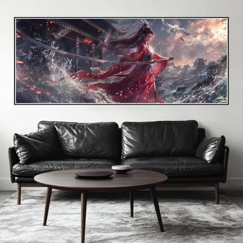 Malen Nach Zahlen Frau Malen Nach Zahlen Erwachsene Samurai, 75 X 30 cm XXL Groß Acrylfarben Ölgemälde, DIY Malen Nach Zahlen Kinder Anfänger Paint by Numbers Set für Wand Dekor (Ohne Rahmen) -H502 von Kggyele