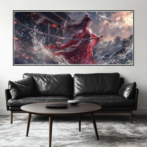 Malen Nach Zahlen Frau Malen Nach Zahlen Erwachsene Samurai, 90 X 45 cm XXL Groß Acrylfarben Ölgemälde, DIY Malen Nach Zahlen Kinder Anfänger Paint by Numbers Set für Wand Dekor (Ohne Rahmen) -H502 von Kggyele