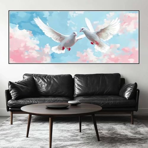 Malen Nach Zahlen Friedenstaube Malen Nach Zahlen Erwachsene Vogel, 250 X 100 cm XXL Groß Acrylfarben Ölgemälde, DIY Malen Nach Zahlen Kinder Anfänger Set Bastelset für Wand Dekor (Ohne Rahmen) -H355 von Kggyele
