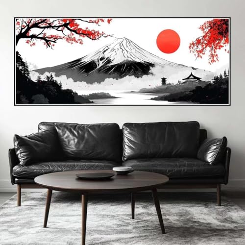 Malen Nach Zahlen Fuji Malen Nach Zahlen Erwachsene Japan, 250 X 100 cm XXL Groß Acrylfarben Ölgemälde, DIY Malen Nach Zahlen Kinder Anfänger Paint by Numbers Set für Wand Dekor (Ohne Rahmen) -H217 von Kggyele