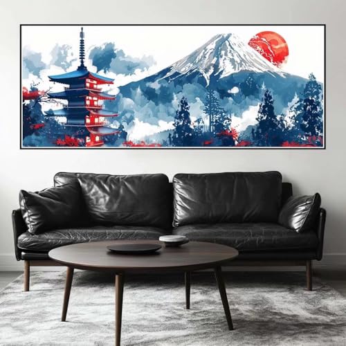 Malen Nach Zahlen Fuji Malen Nach Zahlen Erwachsene Landschaft, 175 X 70 cm XXL Groß Acrylfarben Ölgemälde, DIY Malen Nach Zahlen Kinder Anfänger Paint by Numbers Set für Wand Dekor (Ohne Rahmen)-H586 von Kggyele