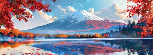 Malen Nach Zahlen Fuji Malen Nach Zahlen Erwachsene Landschaft, 55x165 cm XXL Groß Acrylfarben Ölgemälde, DIY Malen Nach Zahlen Kinder Anfänger Paint by Numbers Set für Wand Dekor (Ohne Rahmen)-H729 von Kggyele