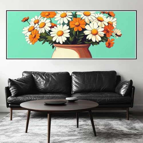 Malen Nach Zahlen Gänseblümchen Malen Nach Zahlen Erwachsene Blume, 45x135 cm XXL Groß Acrylfarben Ölgemälde, DIY Malen Nach Zahlen Kinder Anfänger Set Bastelset für Wand Dekor (Ohne Rahmen) -H321 von Kggyele