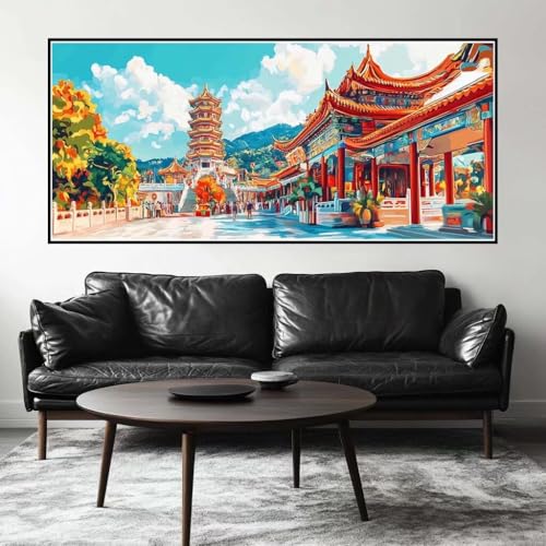 Malen Nach Zahlen Gebäude Malen Nach Zahlen Erwachsene Landschaft, 50 X 25 cm XXL Groß Acrylfarben Ölgemälde, DIY Malen Nach Zahlen Kinder Anfänger Set Bastelset für Wand Dekor (Ohne Rahmen) -H927 von Kggyele