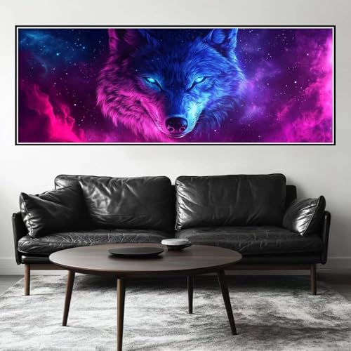 Malen Nach Zahlen Geheimnis Malen Nach Zahlen Erwachsene Wolf, 85x255 cm XXL Groß Acrylfarben Ölgemälde, DIY Malen Nach Zahlen Kinder Anfänger Paint by Numbers Set für Wand Dekor (Ohne Rahmen) -H266 von Kggyele
