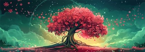 Malen Nach Zahlen Geheimnisvoll Malen Nach Zahlen Erwachsene Baum des Lebens, 35x105 cm XXL Groß Acrylfarben Ölgemälde, DIY Malen Nach Zahlen Kinder Set Bastelset für Wand Dekor (Ohne Rahmen) -H590 von Kggyele