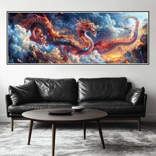 Malen Nach Zahlen Geheimnisvoll Malen Nach Zahlen Erwachsene Drache, 15x45 cm XXL Groß Acrylfarben Ölgemälde, DIY Malen Nach Zahlen Kinder Anfänger Set Bastelset für Wand Dekor (Ohne Rahmen) -H476 von Kggyele
