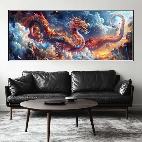 Malen Nach Zahlen Geheimnisvoll Malen Nach Zahlen Erwachsene Drache, 75 X 30 cm XXL Groß Acrylfarben Ölgemälde, DIY Malen Nach Zahlen Kinder Anfänger Set Bastelset für Wand Dekor (Ohne Rahmen) -H476 von Kggyele