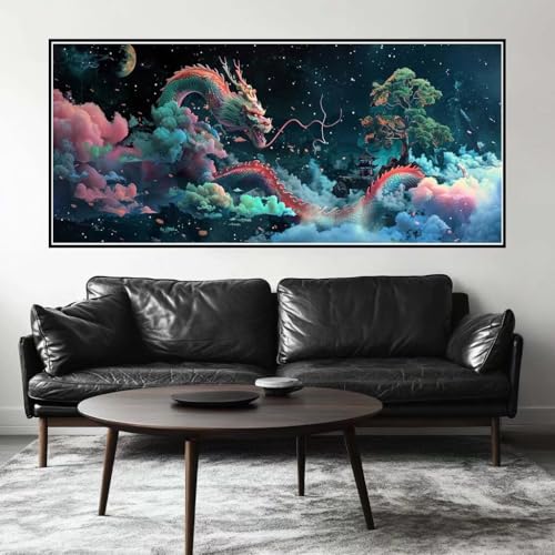 Malen Nach Zahlen Geheimnisvoll Malen Nach Zahlen Erwachsene Drache, 90 X 45 cm XXL Groß Acrylfarben Ölgemälde, DIY Malen Nach Zahlen Kinder Anfänger Set Bastelset für Wand Dekor (Ohne Rahmen) -H721 von Kggyele