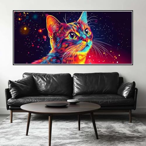 Malen Nach Zahlen Geheimnisvoll Malen Nach Zahlen Erwachsene Katze, 190 X 95 cm XXL Groß Acrylfarben Ölgemälde, DIY Malen Nach Zahlen Kinder Anfänger Set Bastelset für Wand Dekor (Ohne Rahmen) -H483 von Kggyele