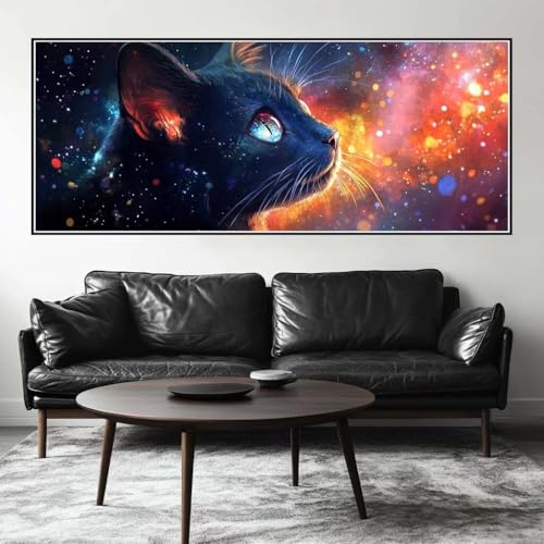 Malen Nach Zahlen Geheimnisvoll Malen Nach Zahlen Erwachsene Katze, 200 X 80 cm XXL Groß Acrylfarben Ölgemälde, DIY Malen Nach Zahlen Kinder Anfänger Set Bastelset für Wand Dekor (Ohne Rahmen) -H849 von Kggyele
