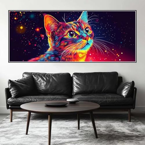Malen Nach Zahlen Geheimnisvoll Malen Nach Zahlen Erwachsene Katze, 75 X 30 cm XXL Groß Acrylfarben Ölgemälde, DIY Malen Nach Zahlen Kinder Anfänger Set Bastelset für Wand Dekor (Ohne Rahmen) -H483 von Kggyele