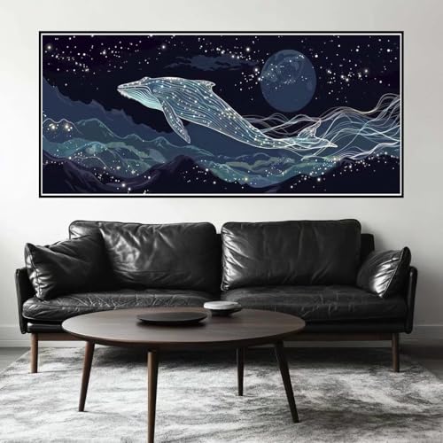 Malen Nach Zahlen Geheimnisvoll Malen Nach Zahlen Erwachsene Wal, 170 X 85 cm XXL Groß Acrylfarben Ölgemälde, DIY Malen Nach Zahlen Kinder Anfänger Set Bastelset für Wand Dekor (Ohne Rahmen) -H533 von Kggyele