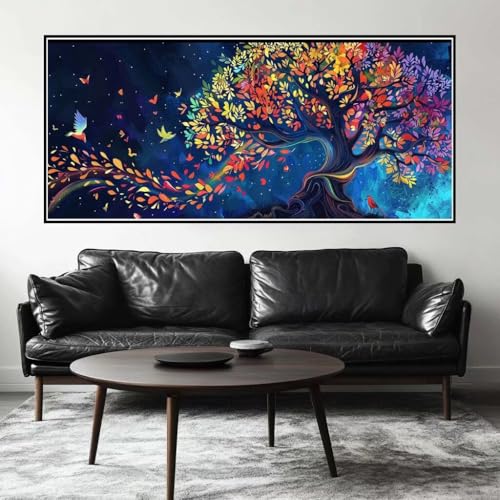 Malen Nach Zahlen Geheimnisvoll Malen Nach Zahlen Erwachsene Wunschbaum, 110 X 55 cm XXL Groß Acrylfarben Ölgemälde, DIY Malen Nach Zahlen Kinder Anfänger Bastelset für Wand Dekor (Ohne Rahmen) -H731 von Kggyele