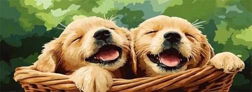 Malen Nach Zahlen Glücklich Malen Nach Zahlen Erwachsene Hund, 85x255 cm XXL Groß Acrylfarben Ölgemälde, DIY Malen Nach Zahlen Kinder Anfänger Paint by Numbers Set für Wand Dekor (Ohne Rahmen) -H823 von Kggyele