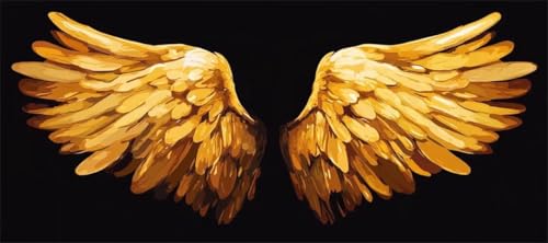 Malen Nach Zahlen Gold Malen Nach Zahlen Erwachsene Flügel, 150 X 75 cm XXL Groß Acrylfarben Ölgemälde, DIY Malen Nach Zahlen Kinder Anfänger Paint by Numbers Set für Wand Dekor (Ohne Rahmen) -H354 von Kggyele